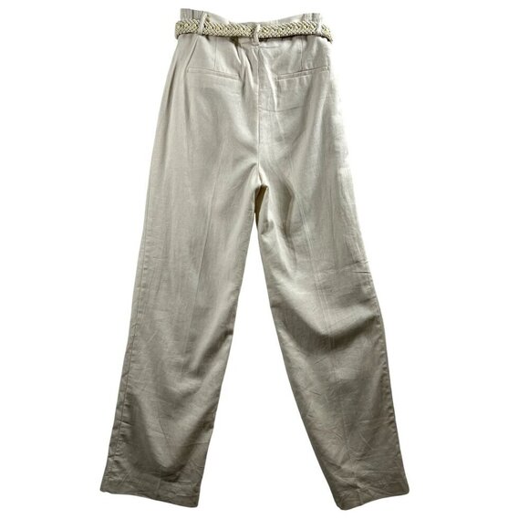 House Of Harlow 1960 NEW Womens XS Linen Blend Palazzo Pants Rope Beaded Belt - Picture 2 of 15